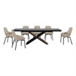 Milena Shilo 7 Piece Extendable Dining Set with Champagne Faux Leather Chairs