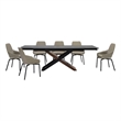 Milena Shilo 7 Piece Extendable Dining Set with Taupe Gray Faux Leather Chairs
