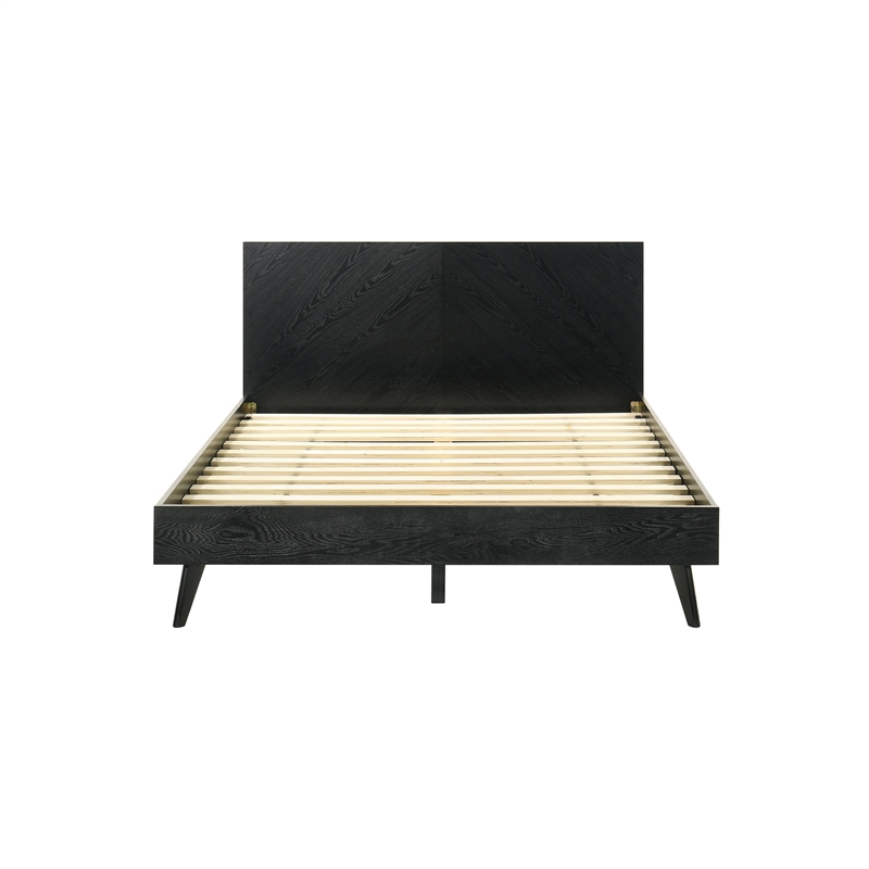 Petra Queen 3 Piece Wood Bedroom Set in Black Finish
