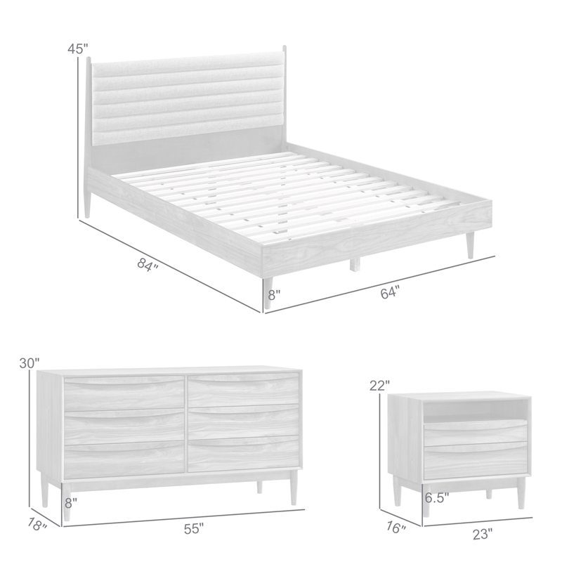 Artemio Queen 4 Piece Wood Bedroom Set in Walnut Finish