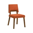 Channell 5 Piece Walnut Wood Dining Table Set with Orange Fabric