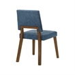 Channell 7 Piece Walnut Wood Dining Table Set with Blue Fabric