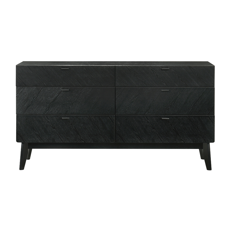 Petra Queen 4 Piece Wood Bedroom Set in Black Finish