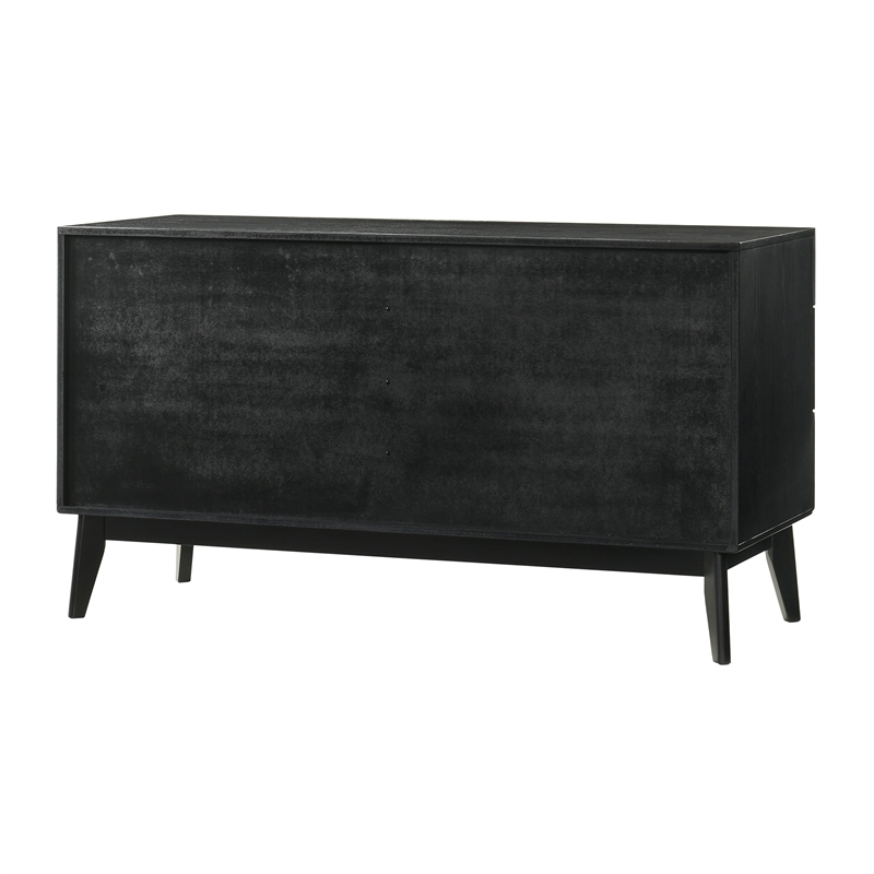 Petra Queen 4 Piece Wood Bedroom Set in Black Finish