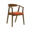Santana 5 Piece Round Walnut Wood Dining Table Set with Orange Fabric