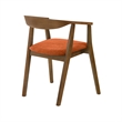 Santana 5 Piece Round Walnut Wood Dining Table Set with Orange Fabric