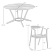 Santana 5 Piece Round Walnut Wood Dining Table Set with Orange Fabric