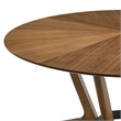 Santana 7 Piece Round Walnut Wood Dining Table Set with Blue Fabric