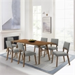 Channell 7 Piece Walnut Wood Dining Table Set with Charcoal Fabric
