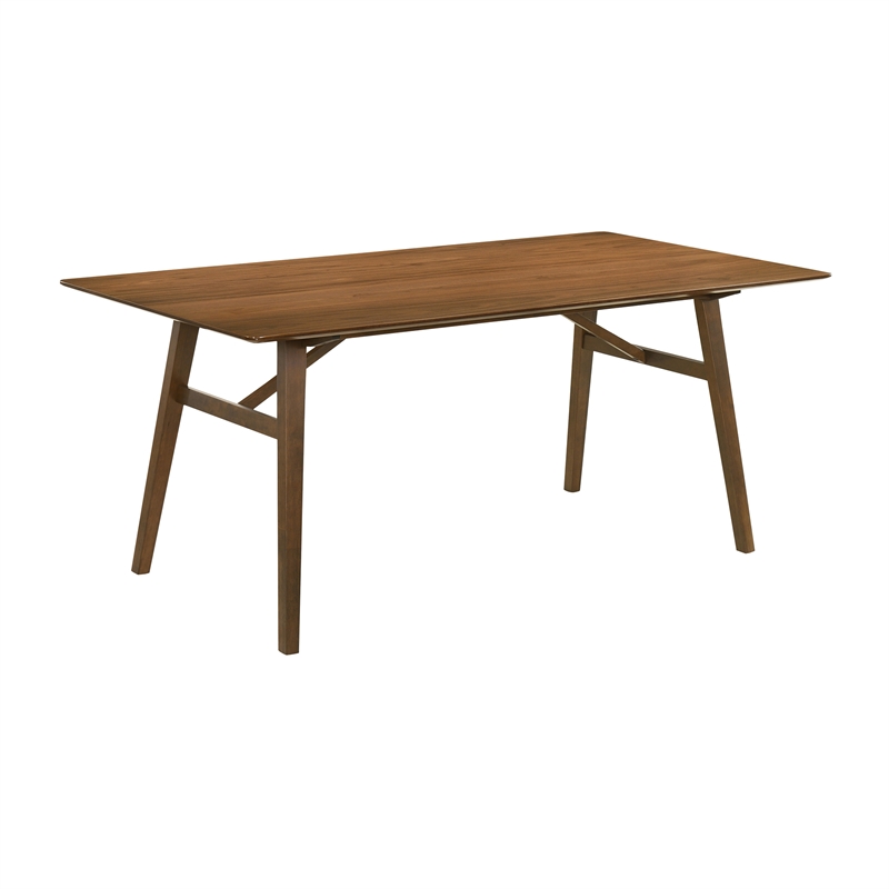 channell 7 piece walnut wood dining table set with orange fabric