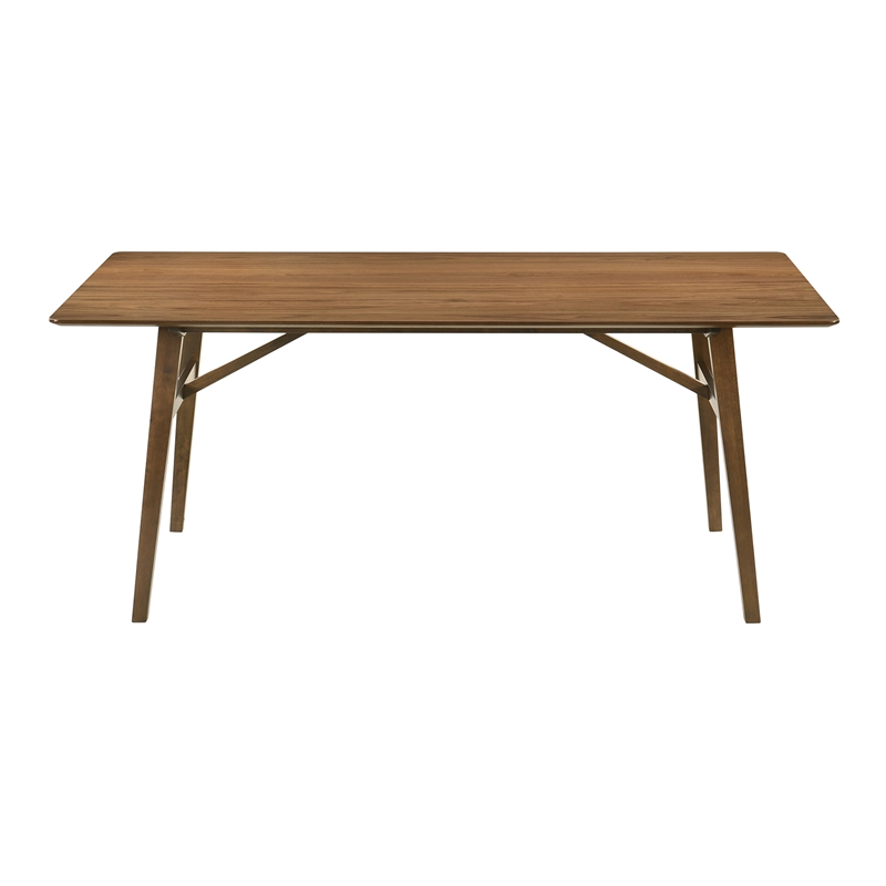 channell 7 piece walnut wood dining table set with orange fabric