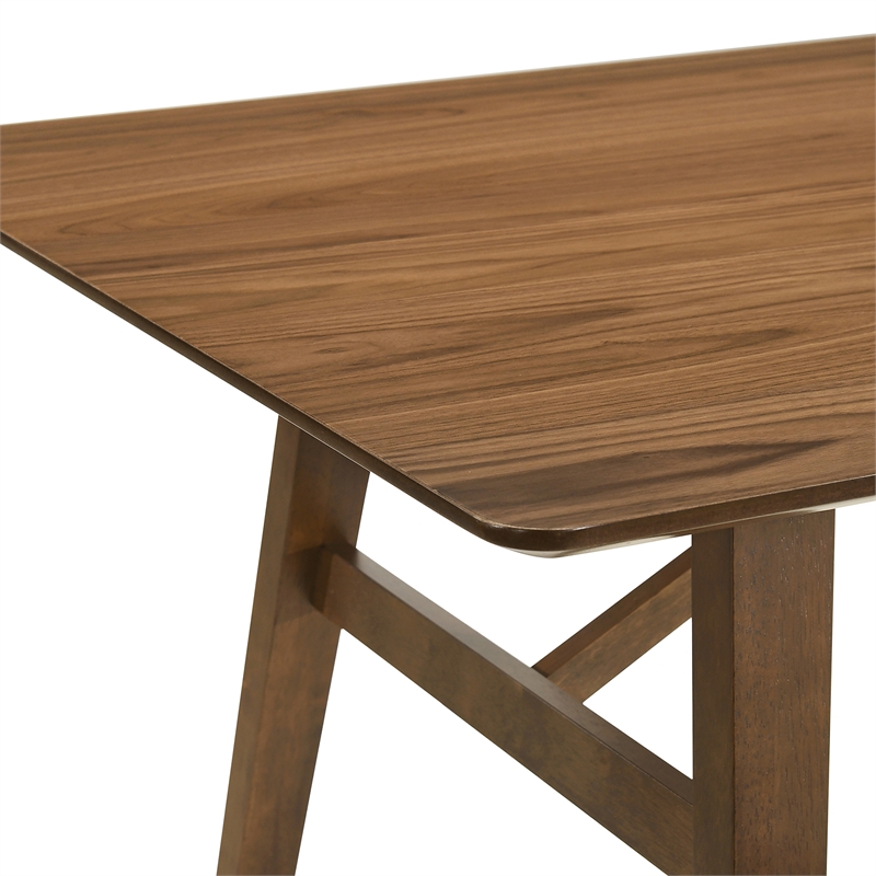 channell 7 piece walnut wood dining table set with orange fabric