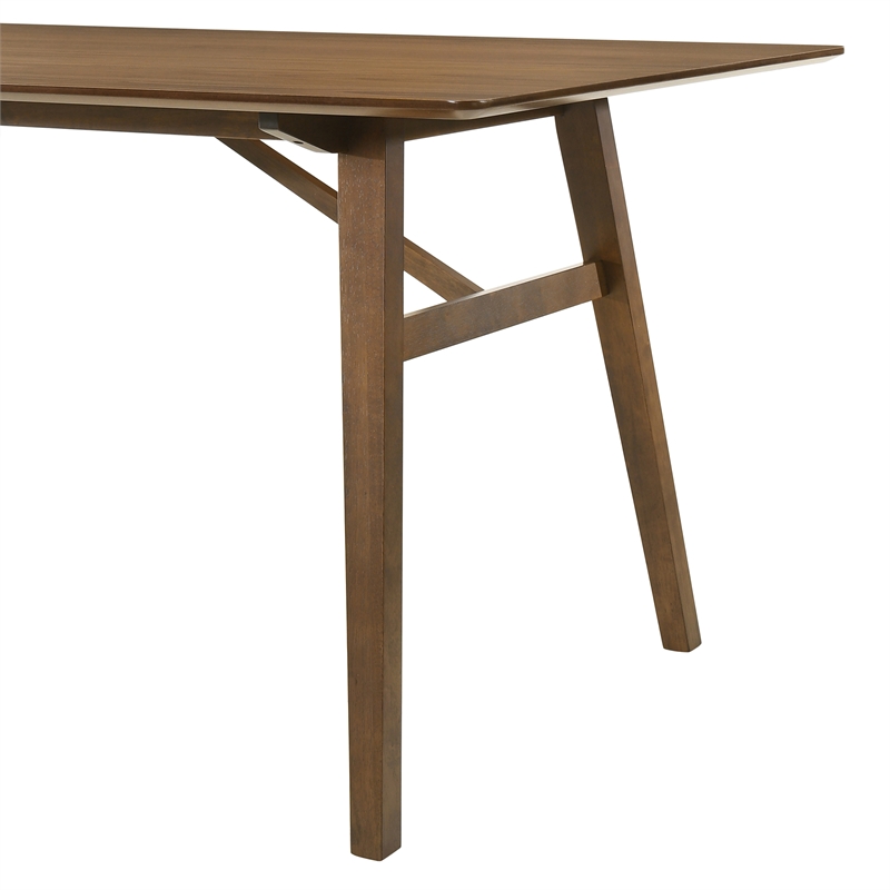 channell 7 piece walnut wood dining table set with orange fabric