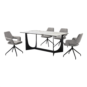 Esme Penny 5 Piece Dining Set with Gray Fabric Chairs