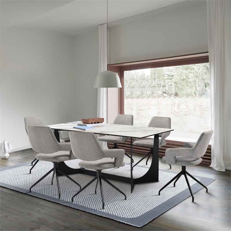 Esme Penny 7 Piece Dining Set with Gray Fabric Chairs