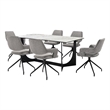 Esme Penny 7 Piece Dining Set with Gray Fabric Chairs