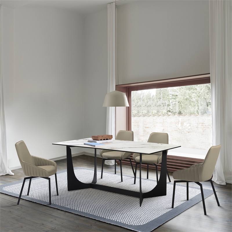 Esme Shilo 5 Piece Dining Set Taupe with Gray Faux Leather Chairs