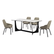 Esme Shilo 5 Piece Dining Set Taupe with Gray Faux Leather Chairs