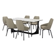 Esme Shilo 7 Piece Dining Set Taupe with Gray Faux Leather Chairs