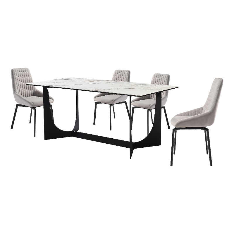 Esme Susie 5 Piece Dining Set with Gray Fabric Chairs