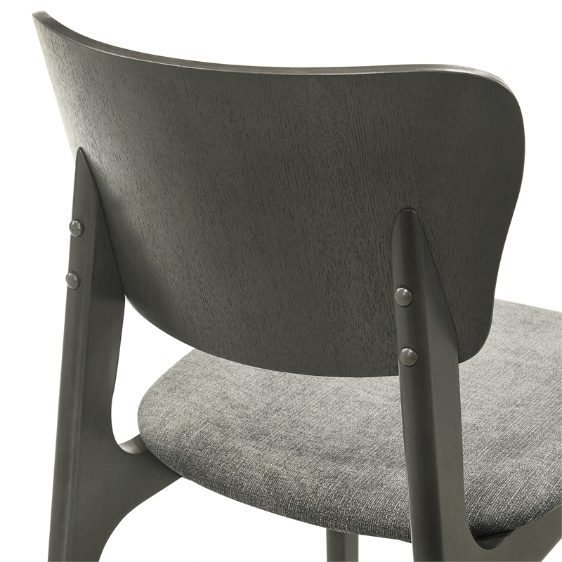 Kalia 5 Piece Wood Dining Set in Gray Finish with Gray Fabric