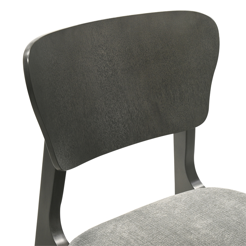 Kalia 7 Piece Wood Dining Set in Gray Finish with Gray Fabric