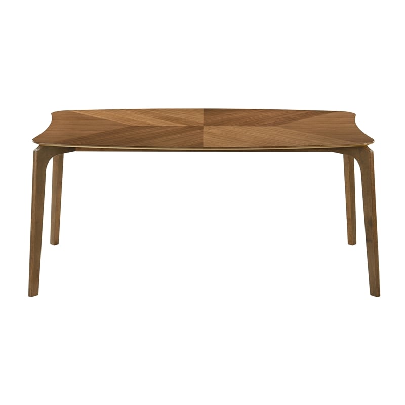 Kalia 5 Piece Wood Dining Set in Walnut Finish with Orange Fabric