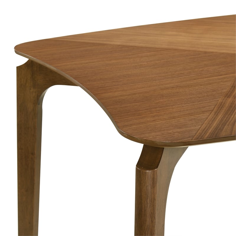 Kalia 5 Piece Wood Dining Set in Walnut Finish with Orange Fabric