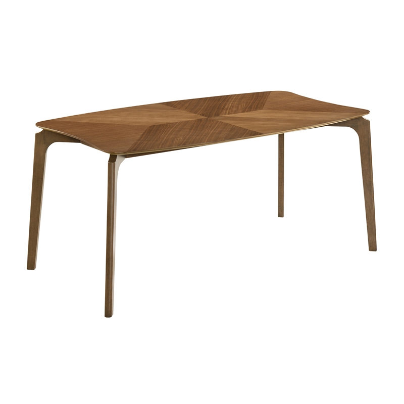 Kalia 7 Piece Wood Dining Set in Walnut Finish with Blue Fabric