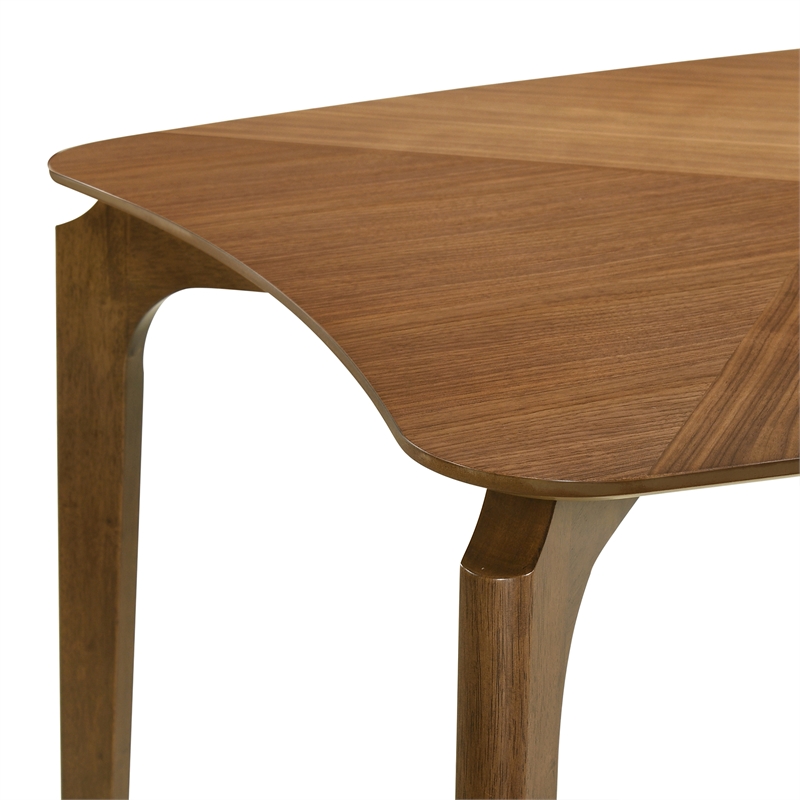 Kalia 7 Piece Wood Dining Set in Walnut Finish with Blue Fabric