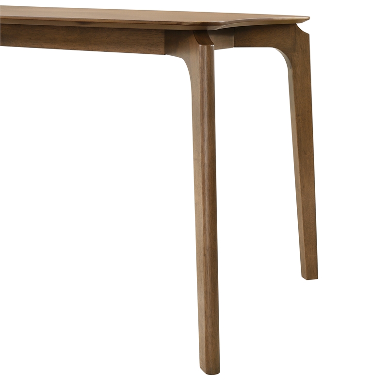 Kalia 7 Piece Wood Dining Set in Walnut Finish with Blue Fabric