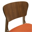 Kalia 7 Piece Wood Dining Set in Walnut Finish with Orange Fabric