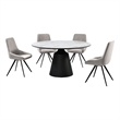 Knox Alison 5 Piece Dining Set with Gray Velvet Chairs