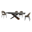Milena Lucia 5 Piece Extendable Dining Set with Brown Fabric Chairs