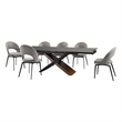 Milena Lucia 7 Piece Extendable Dining Set with Gray Fabric Chairs