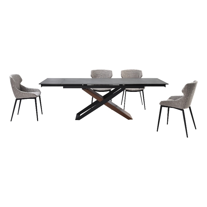 Milena Kenna 5 Piece Dining Set with Gray Fabric Chairs