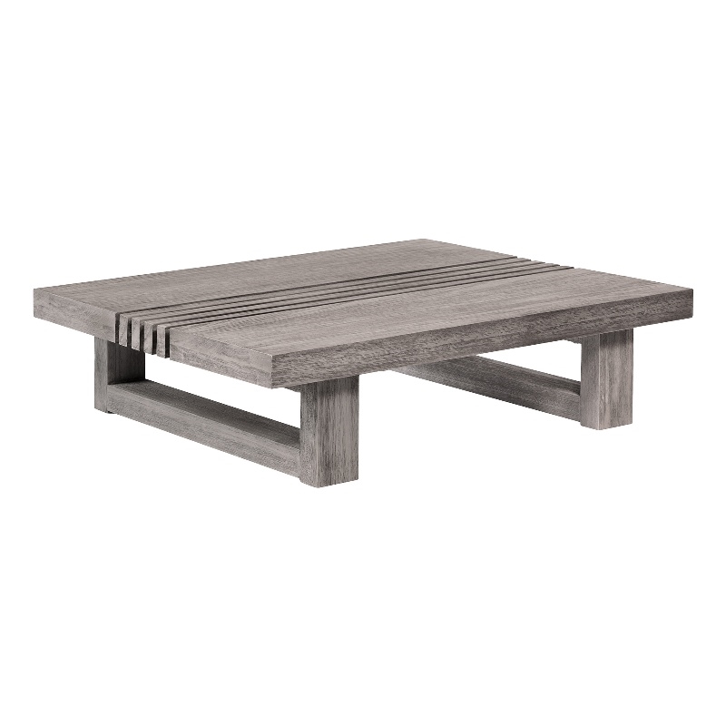 Vivid Outdoor Patio Coffee Table in Gray Eucalyptus Wood