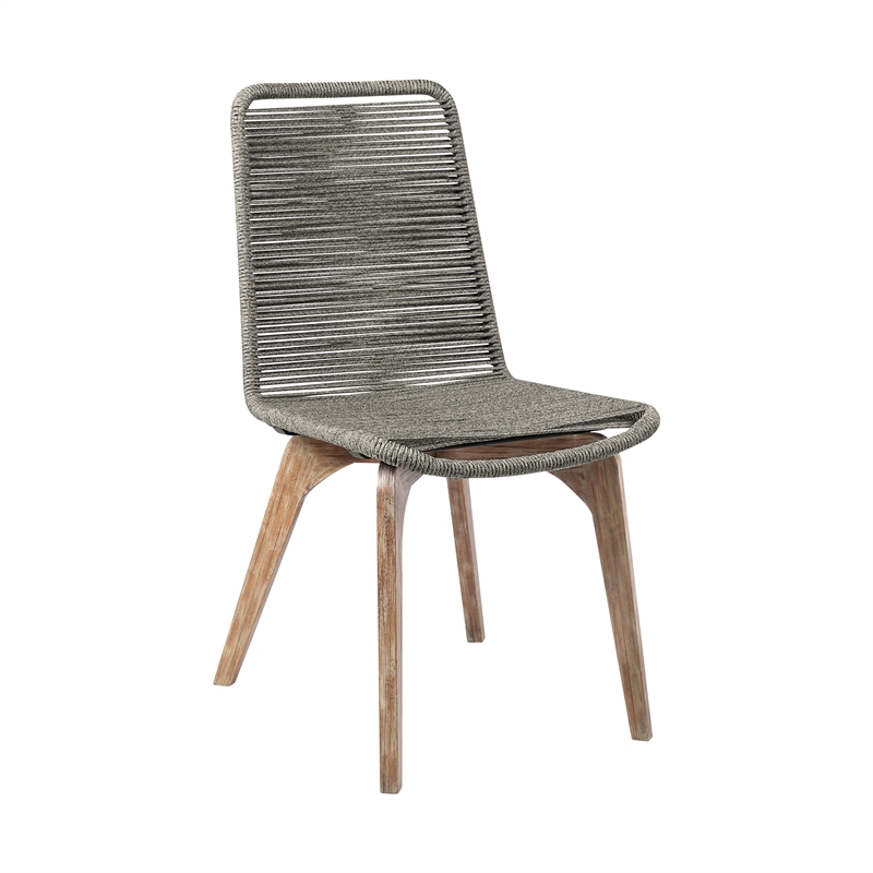 Escondido Island Outdoor 5 Piece Round Dining Set in Eucalyptus and Gray Rope