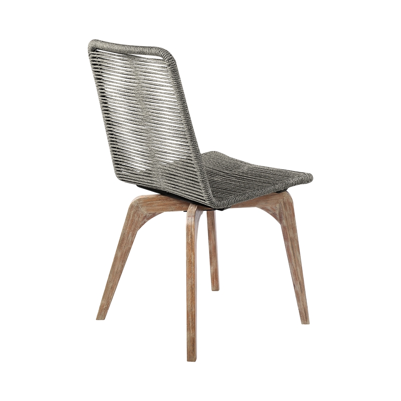 Escondido Island Outdoor 5 Piece Round Dining Set in Eucalyptus and Gray Rope