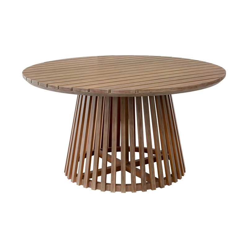 Escondido Island Outdoor 5 Piece Round Dining Set in Eucalyptus and Gray Rope