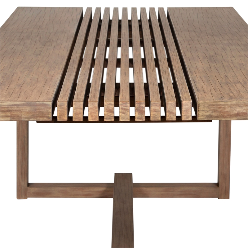 Glendora Island Outdoor 7 Piece Live Edge Dining Set in Eucalyptus and Rope