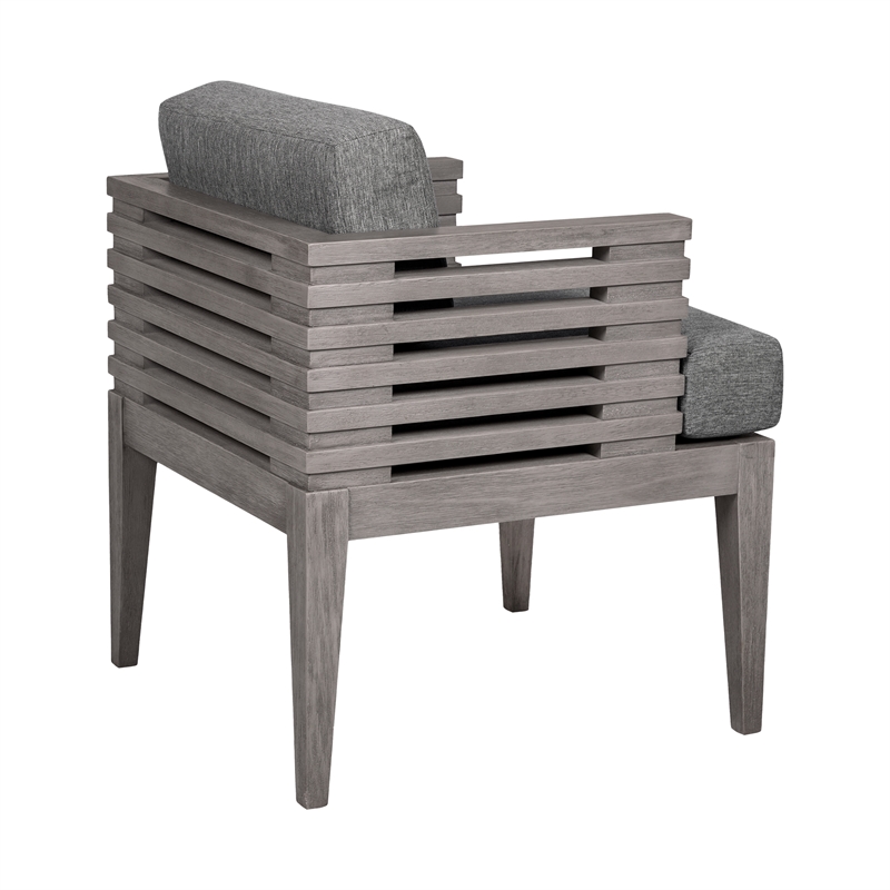 Vivid Outdoor Dining Chair in Gray Eucalyptus Wood with Gray Olefin Cushions