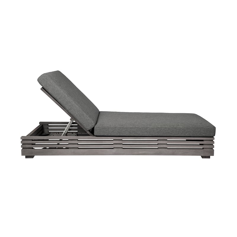 Orbit Outdoor Chair in Eucalyptus Wood with Gray Rope and Taupe Cushions
