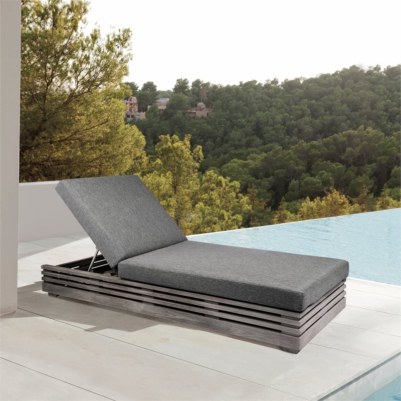 Orbit Outdoor Chair in Eucalyptus Wood with Gray Rope and Taupe Cushions