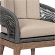 Orbit Outdoor 5 Piece Dining Set in Eucalyptus with Gray Rope and Taupe Cushions