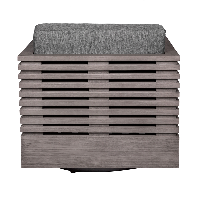 Orbit Outdoor Patio Dining Table in Weathered Eucalyptus Wood