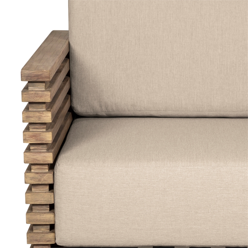 Orbit Outdoor Chaise Lounge Chair in Eucalyptus with Rope and Taupe Cushions