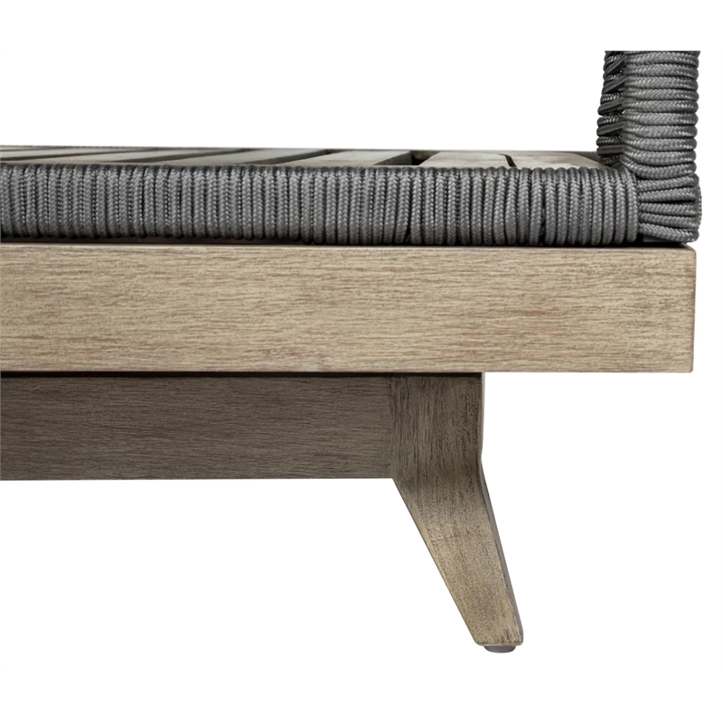 Orbit Swivel Outdoor Chair in Eucalyptus Wood with Gray Rope and Taupe Cushions