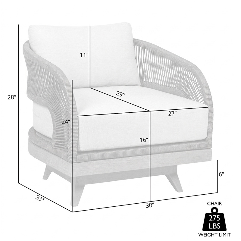 Orbit Swivel Outdoor Chair in Eucalyptus Wood with Gray Rope and Taupe Cushions