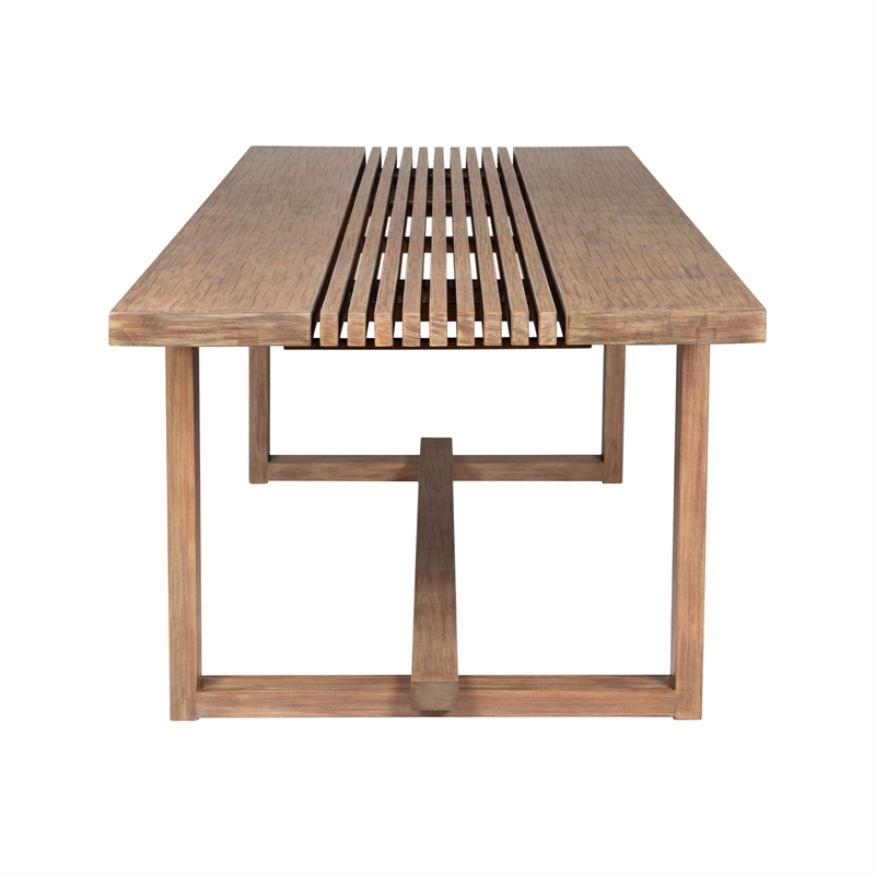 Armen Living Vivid Outdoor Patio Dining Table in Light Eucalyptus Wood